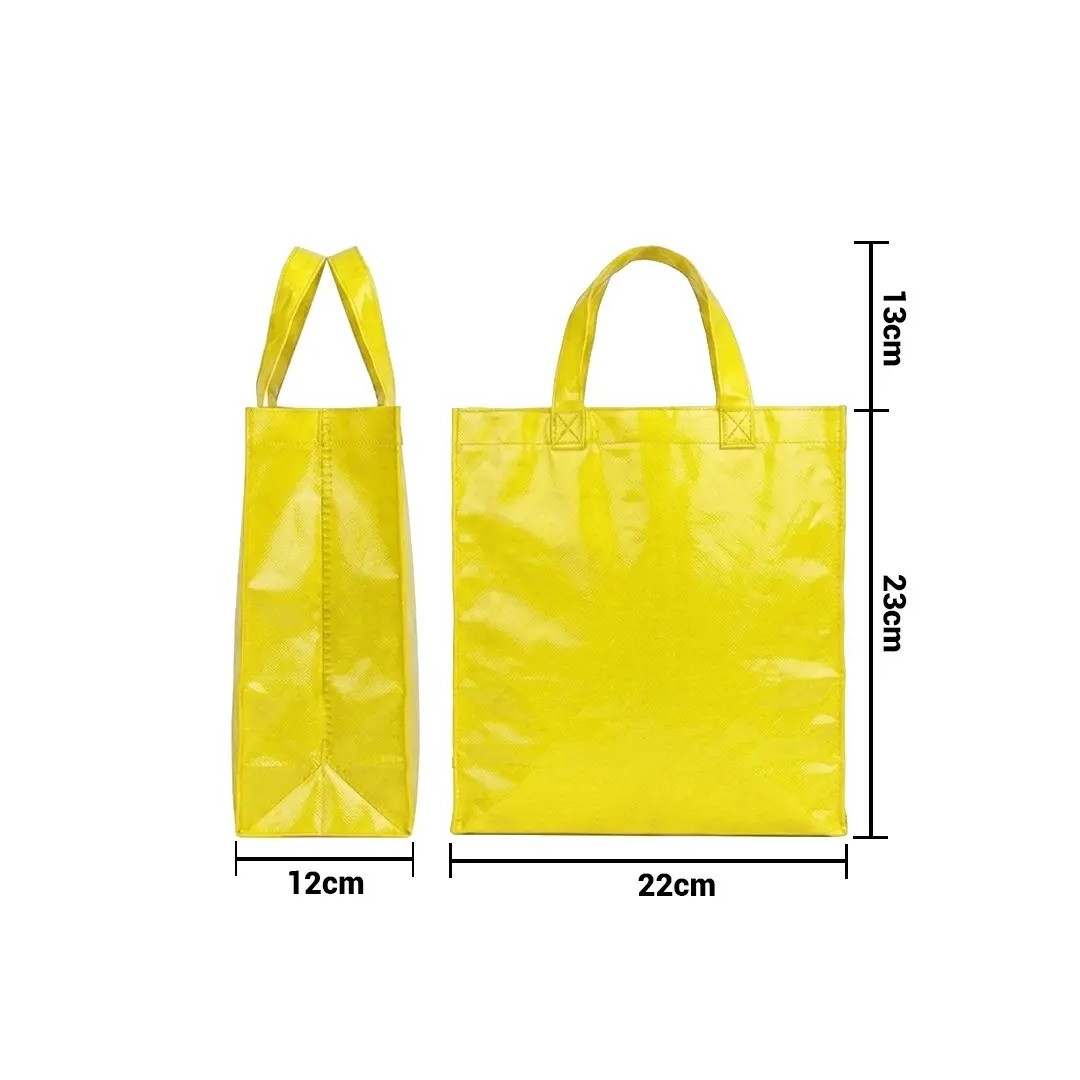 Bolso Cambrela Plastificado Amarillo Con Tira 23X22X11