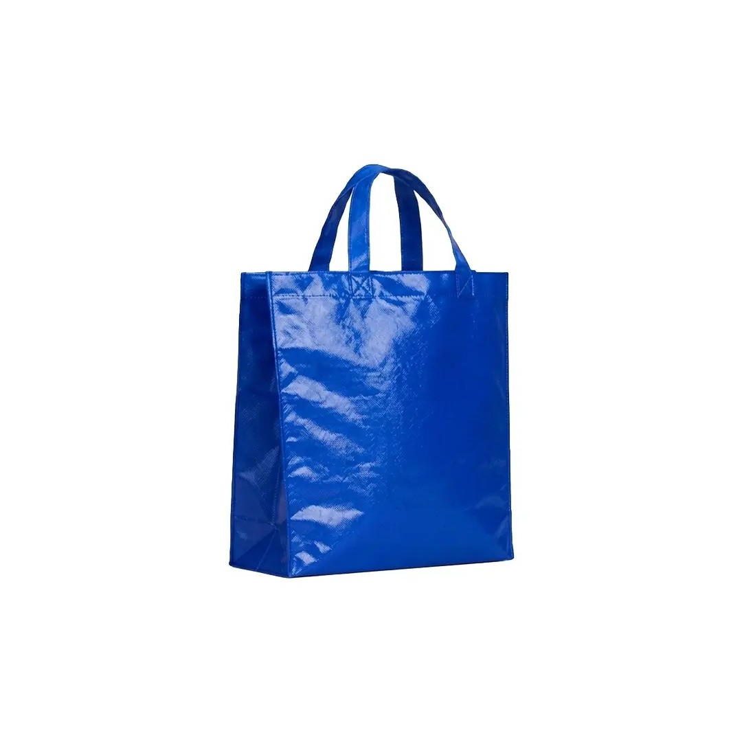 Bolso Cambrela Plastificado Azul Con Tira 23X22X11