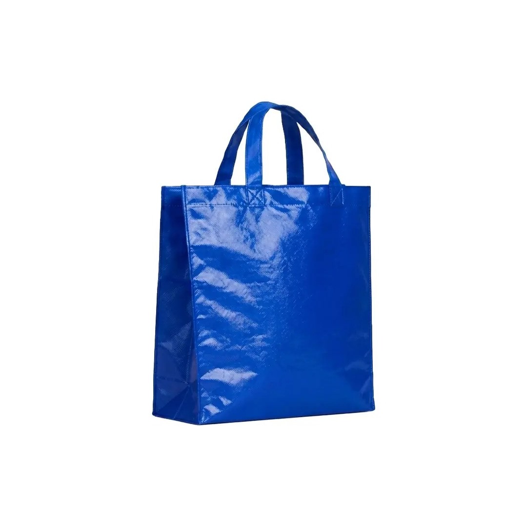Bolso Cambrela Plastificado Azul Con Tira 27X29X12