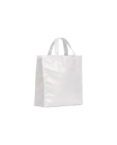 Bolso Cambrela Plastificado Blanco Con Tira 23X22X11