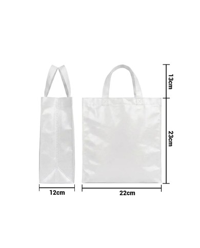 Bolso Cambrela Plastificado Blanco Con Tira 23X22X11