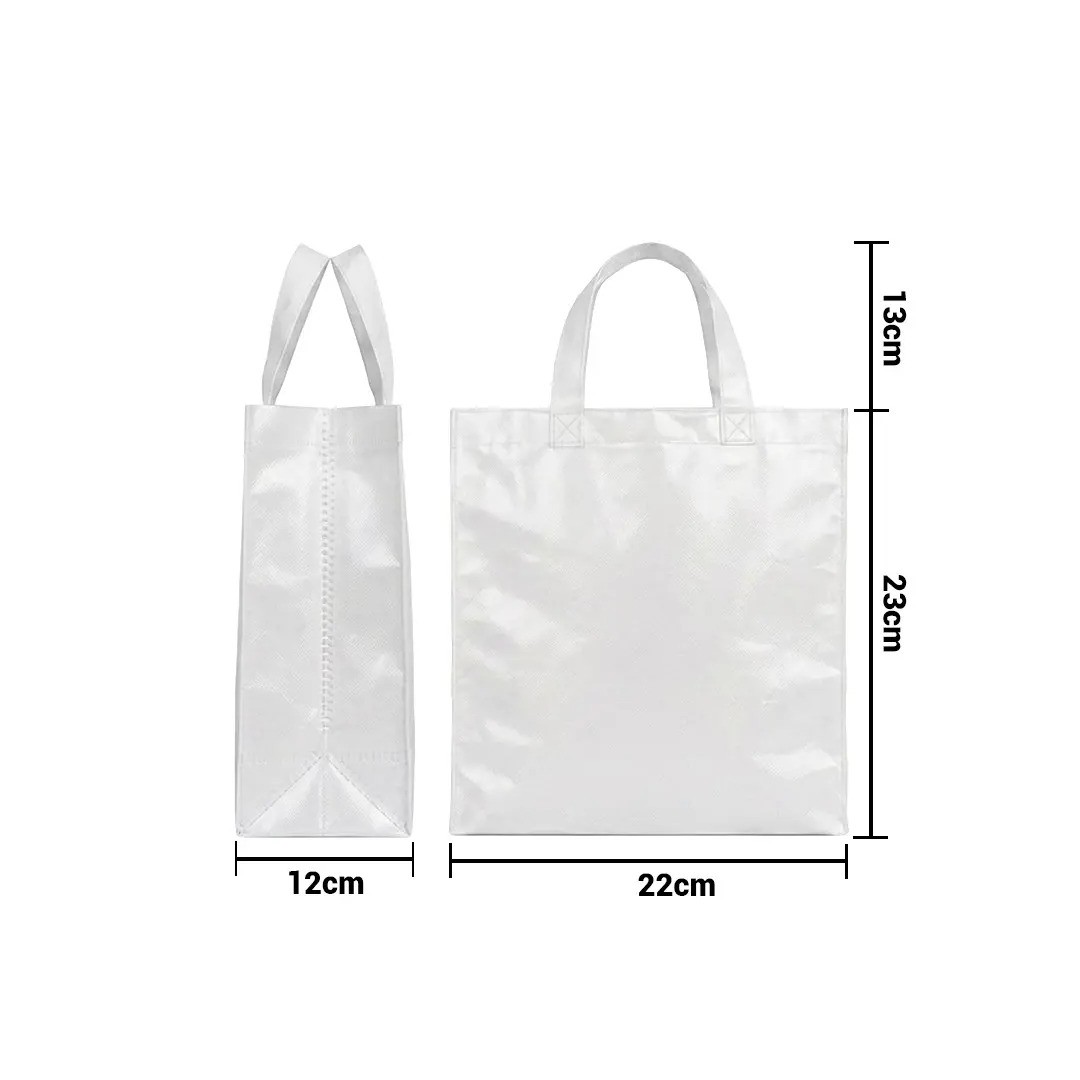 Bolso Cambrela Plastificado Blanco Con Tira 23X22X11