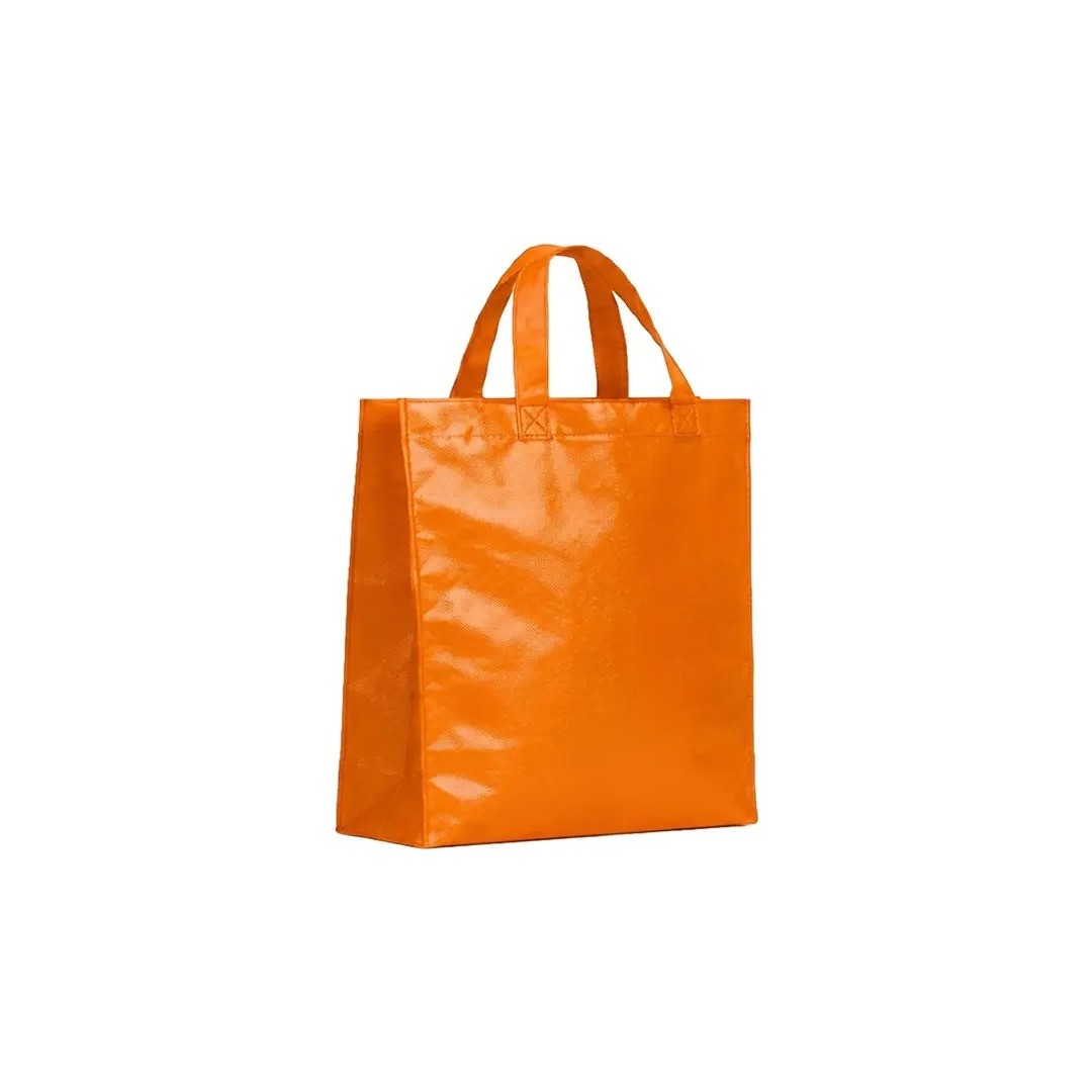 Bolso Cambrela Plastificado Naranja Con Tira 23X22X11