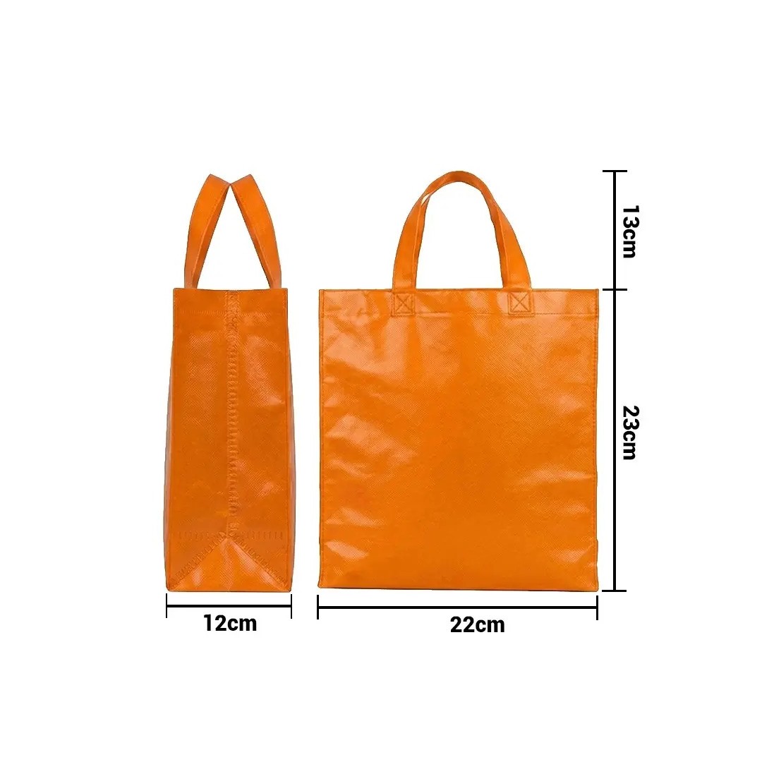 Bolso Cambrela Plastificado Naranja Con Tira 23X22X11