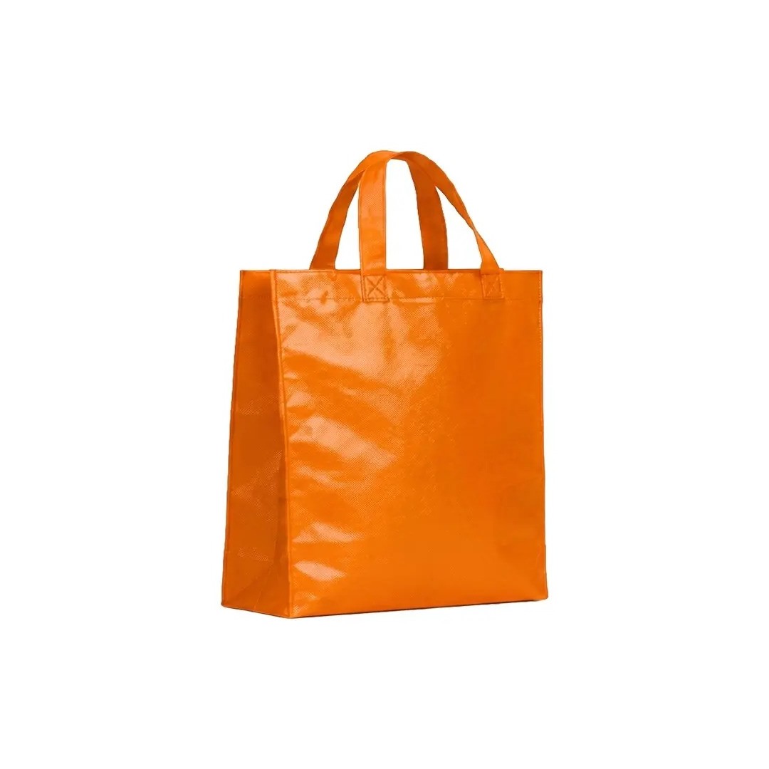 Bolso Cambrela Plastificado Naranja Con Tira 27X29X12