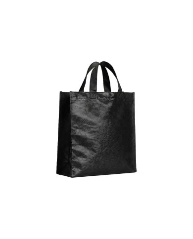 Bolso Cambrela Plastificado Negro Con Tira 23X22X11