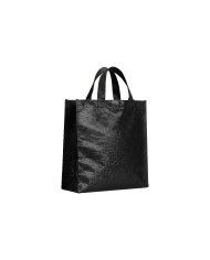 Bolso Cambrela Plastificado Negro Con Tira 23X22X11