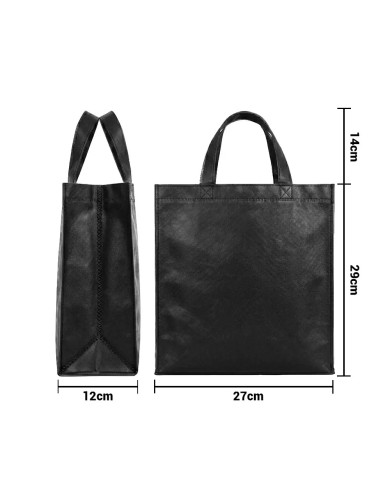 Bolso Cambrela Plastificado Negro Con Tira 23X22X11