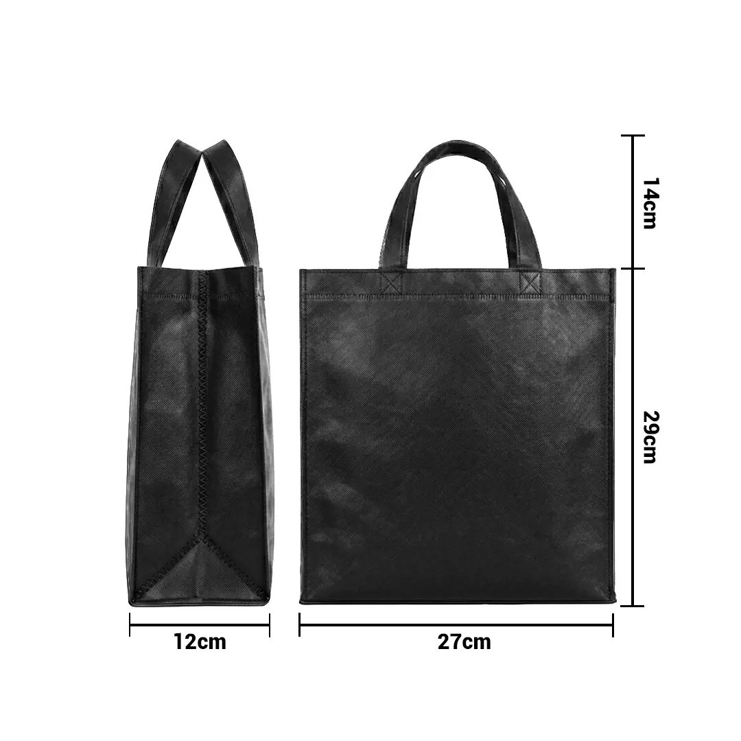 Bolso Cambrela Plastificado Negro Con Tira 23X22X11
