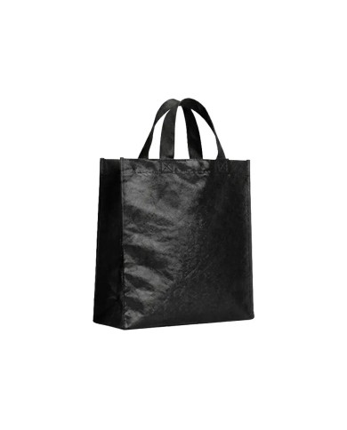 Bolso Cambrela Plastificado Negro Con Tira 27X29X12