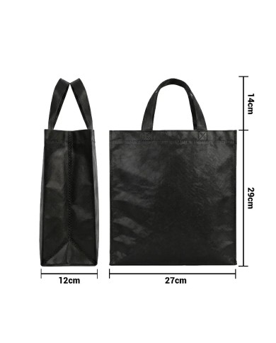 Bolso Cambrela Plastificado Negro Con Tira 27X29X12