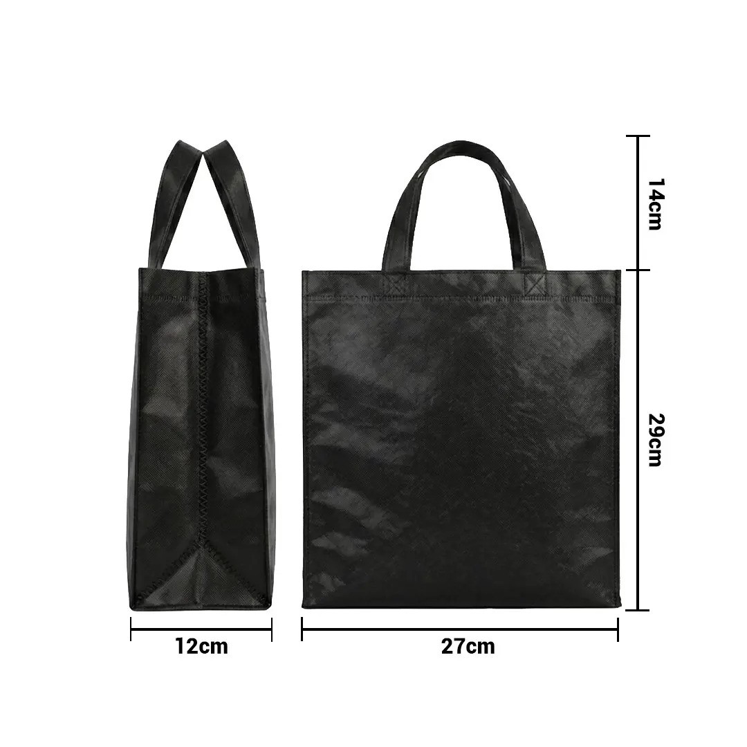 Bolso Cambrela Plastificado Negro Con Tira 27X29X12