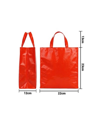 Bolso Cambrela Plastificado Rojo Con Tira 23X22X11