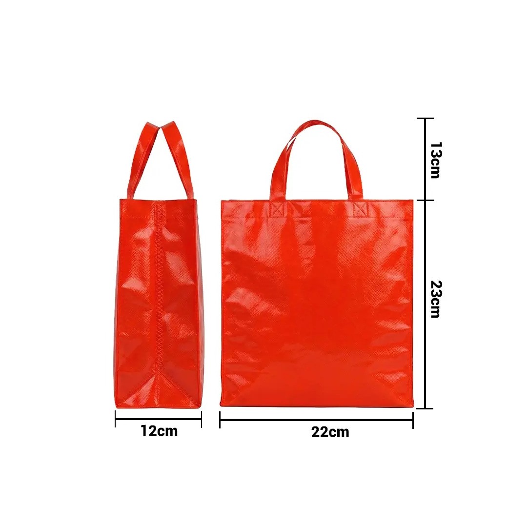 Bolso Cambrela Plastificado Rojo Con Tira 23X22X11