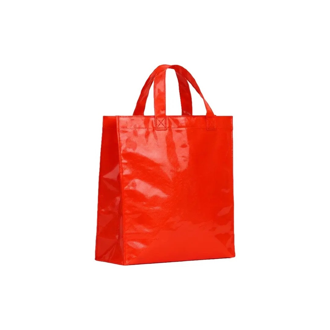 Bolso Cambrela Plastificado Rojo Con Tira 27X29X12