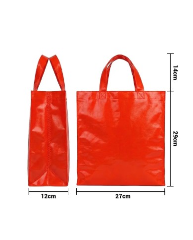 Bolso Cambrela Plastificado Rojo Con Tira 27X29X12