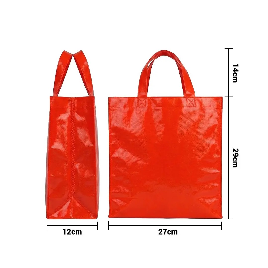 Bolso Cambrela Plastificado Rojo Con Tira 27X29X12