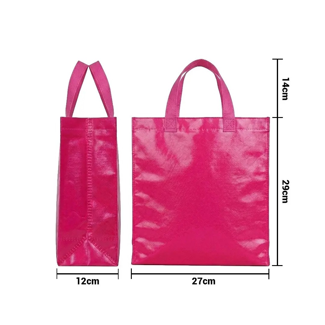 Bolso Cambrela Plastificado Rosado Con Tira 27X29X12