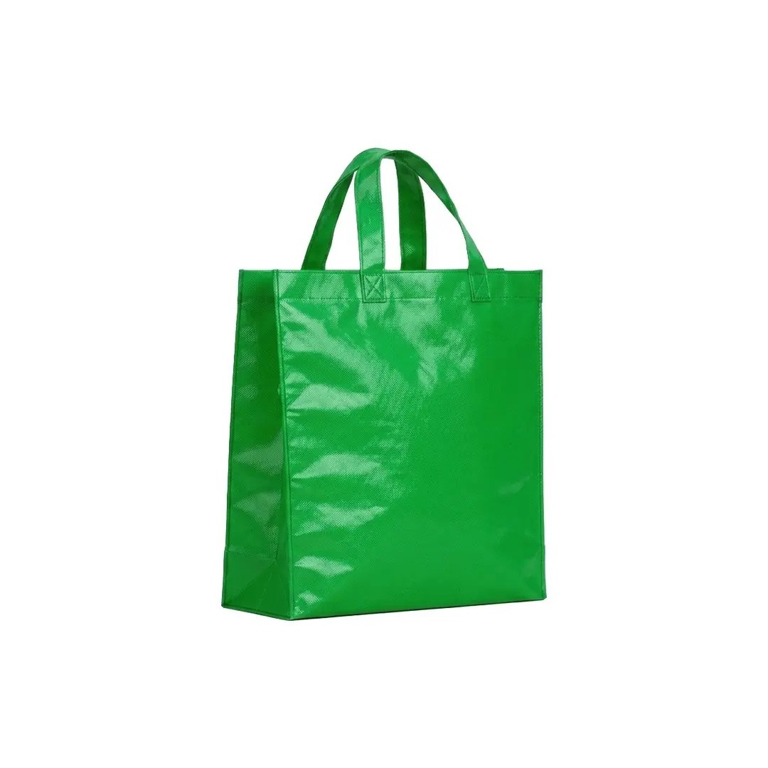 Bolso Cambrela Plastificado Verde Con Tira 27X29X12