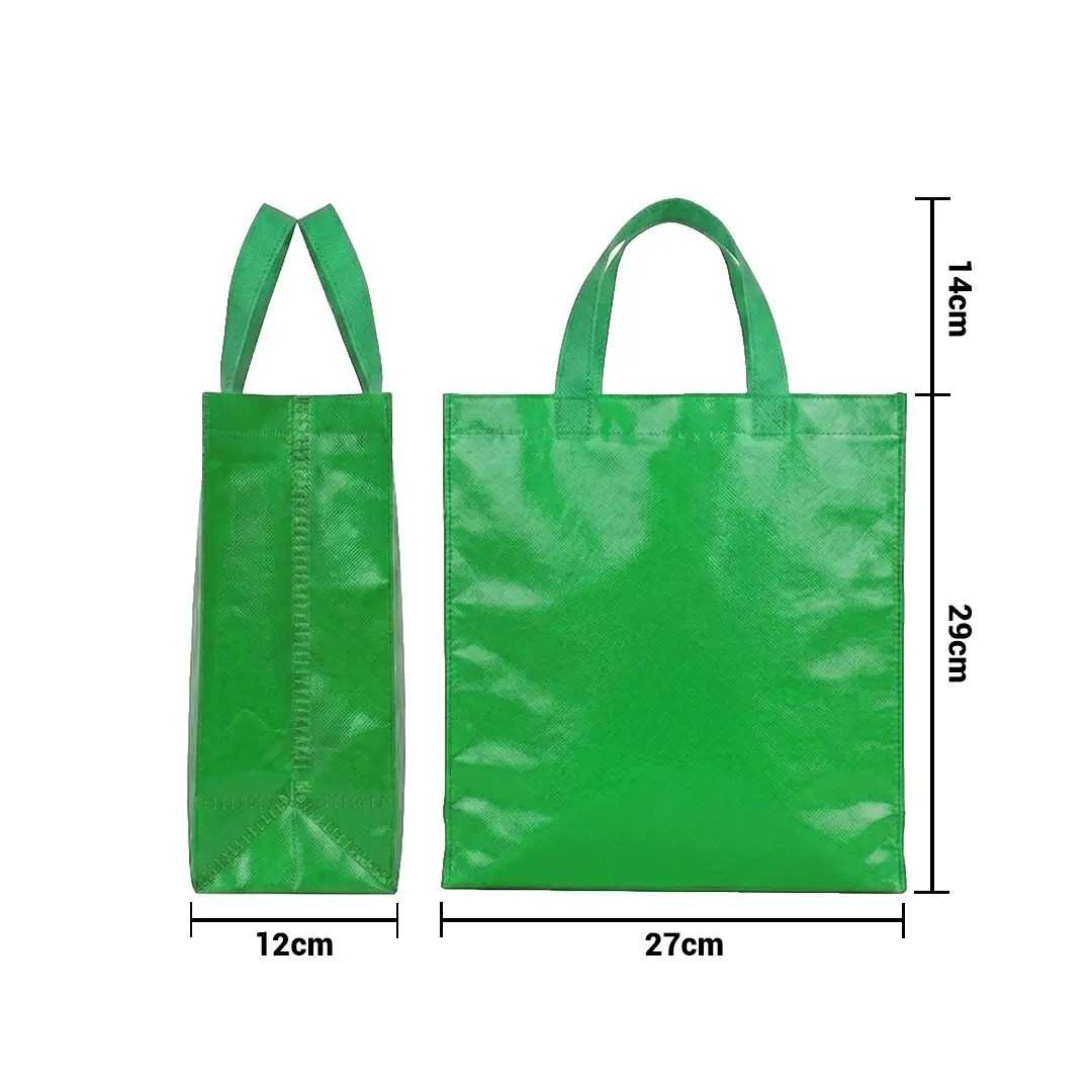 Bolso Cambrela Plastificado Verde Con Tira 27X29X12