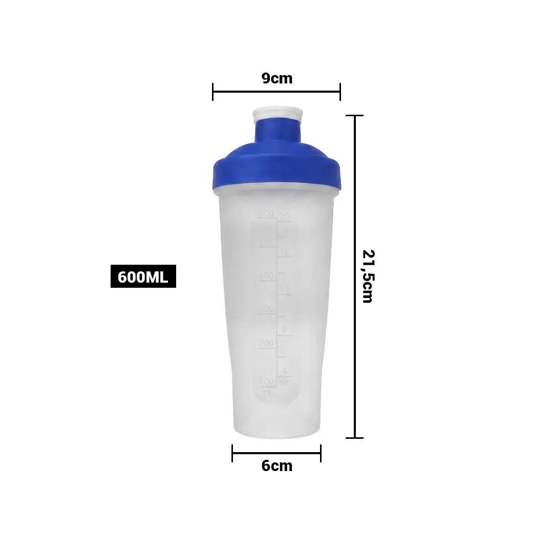 Bottle Shaker Con Tapa Azul 600 Ml