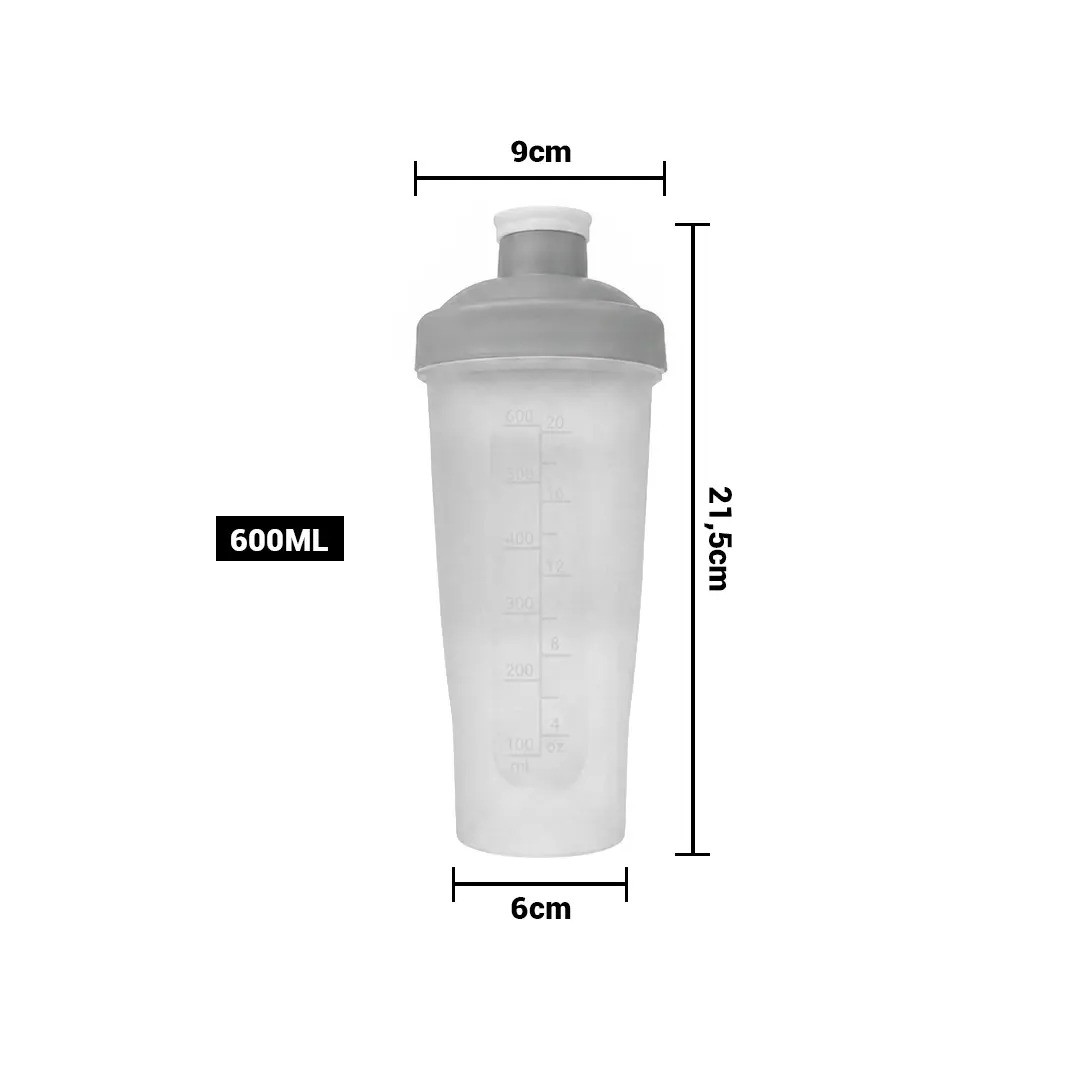 Bottle Shaker Con Tapa Gris 600 Ml