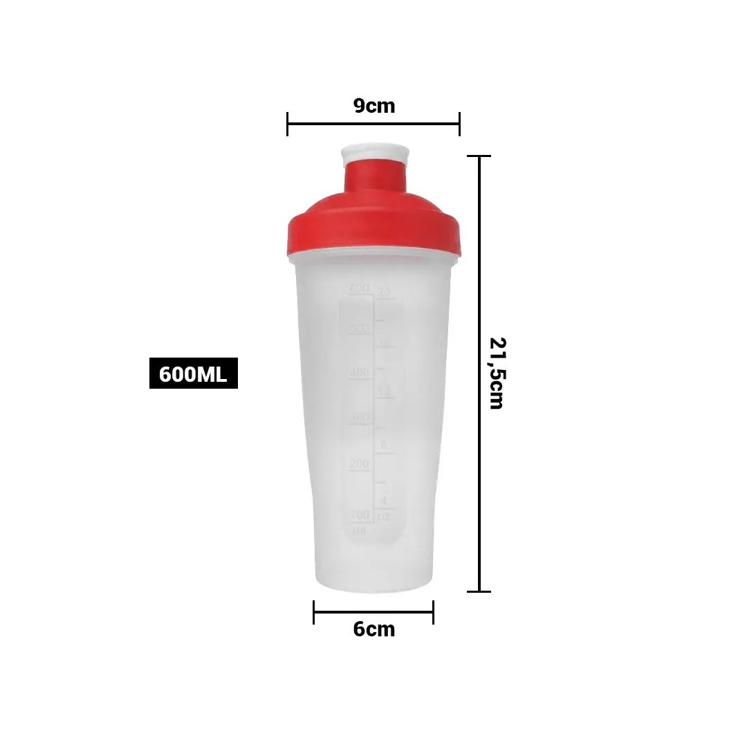 Bottle Shaker Con Tapa Rojo 600 Ml