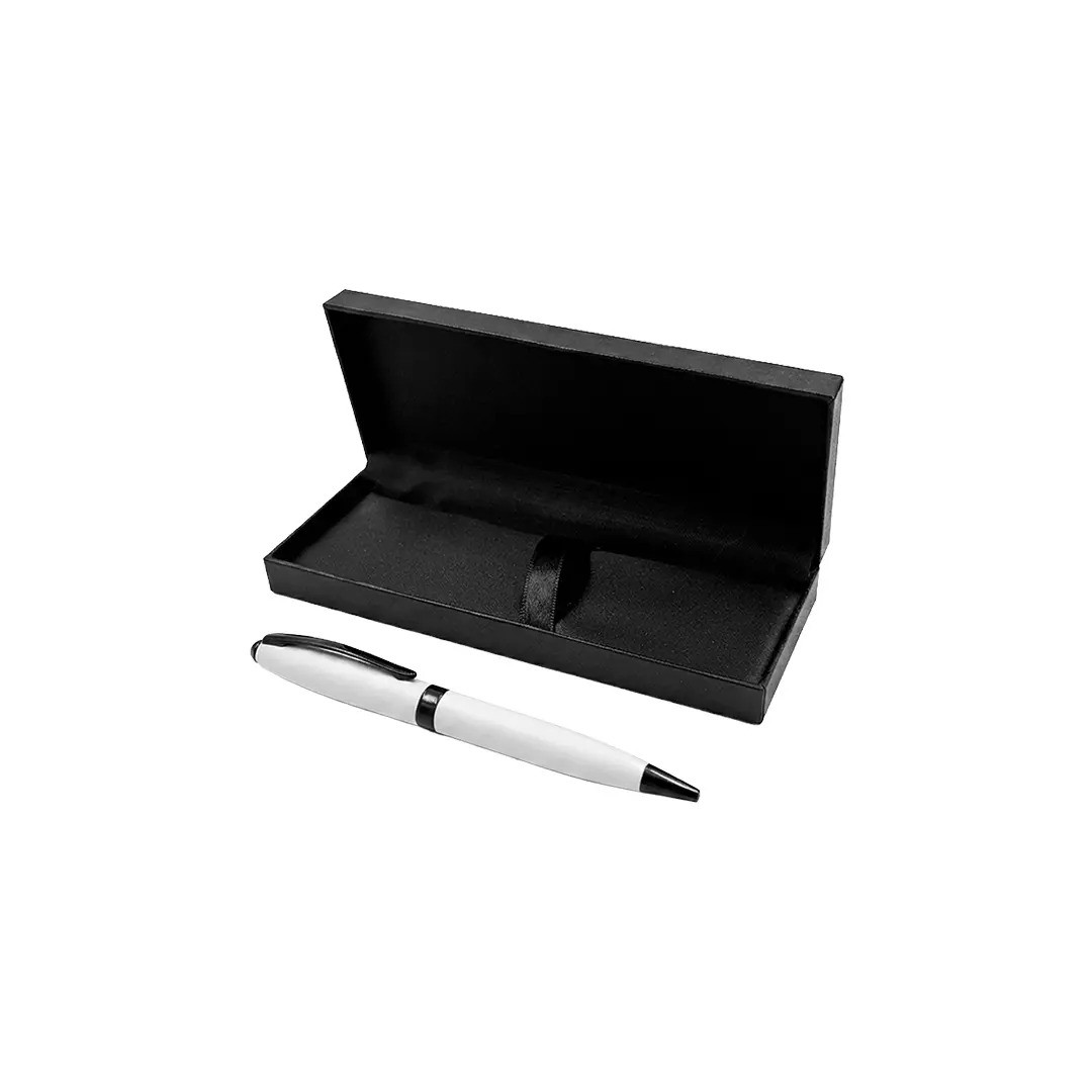 Caja Premium Con Boligrafo Metalico Blanco