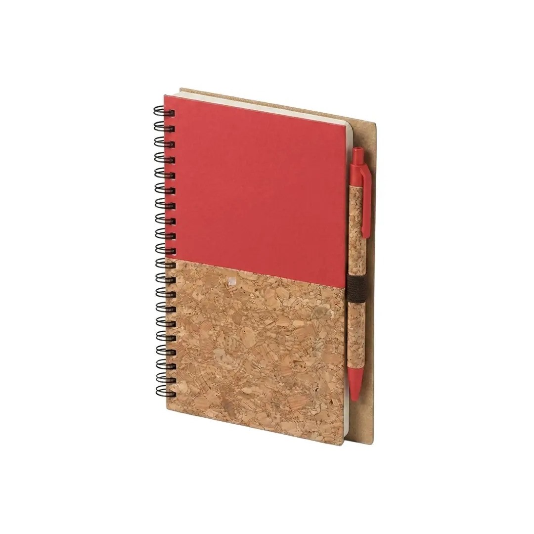 Cuaderno Con Boligrafo Cork Rojo