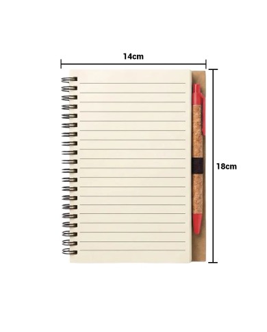 Cuaderno Con Boligrafo Cork Rojo