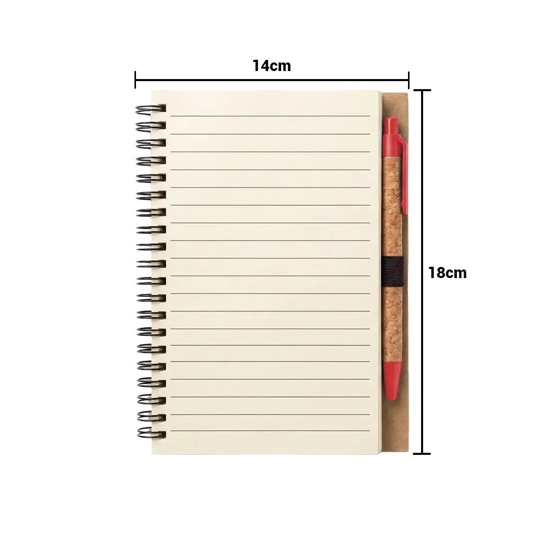 Cuaderno Con Boligrafo Cork Rojo