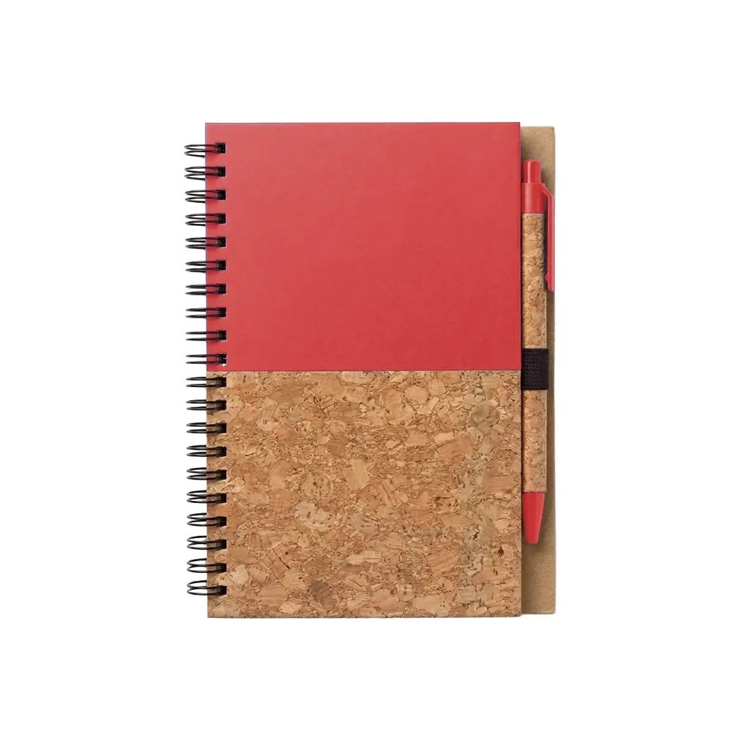 Cuaderno Con Boligrafo Cork Rojo