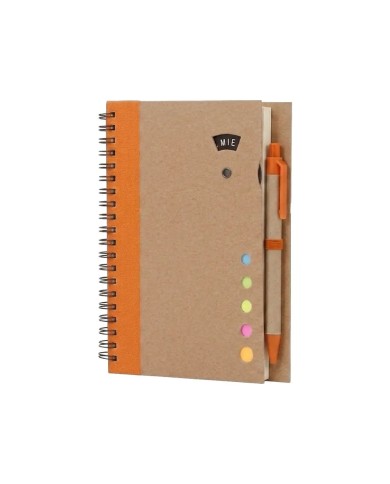 Cuaderno Ecologico Hega Naranja Con Boligrafo