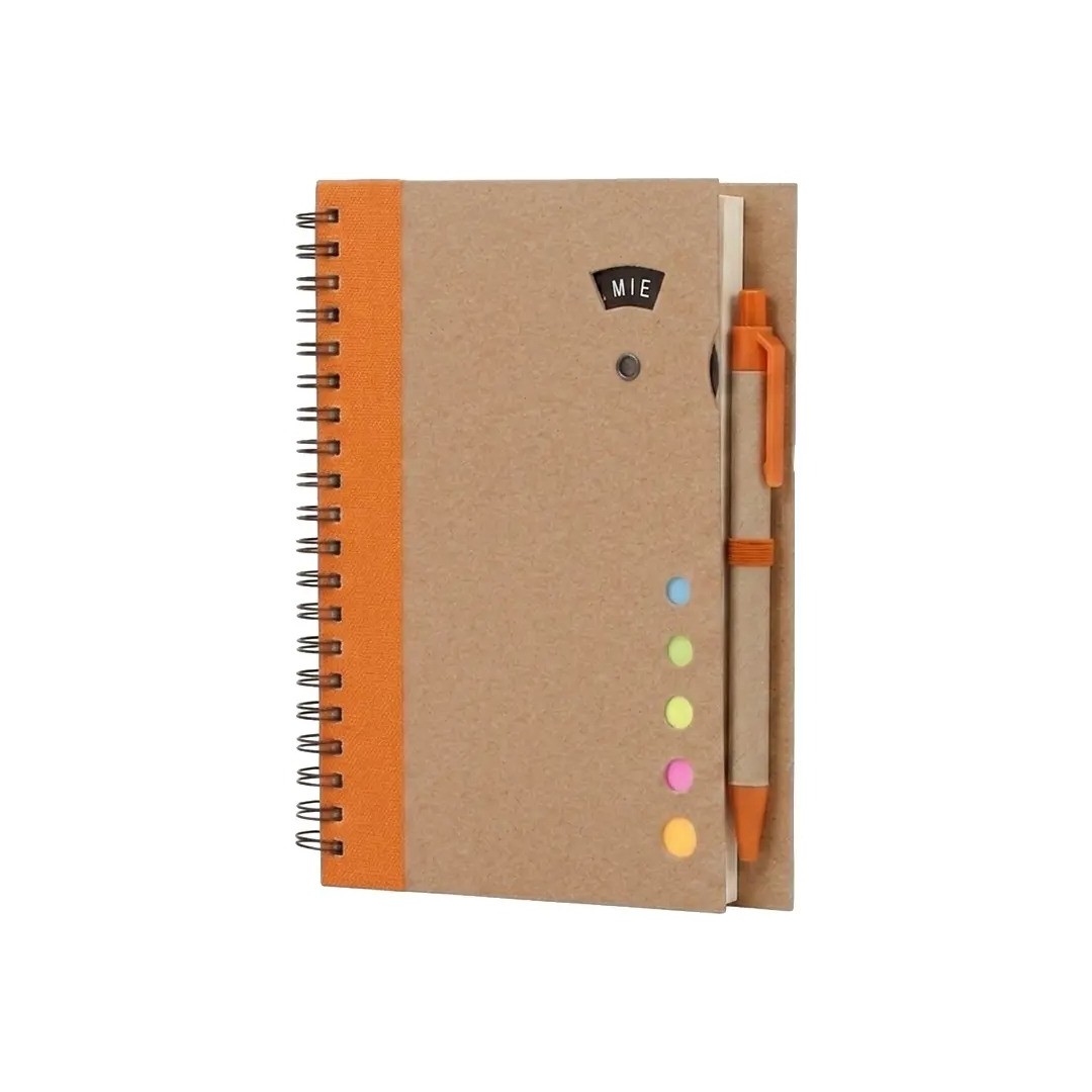 Cuaderno Ecologico Hega Naranja Con Boligrafo