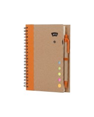 Cuaderno Ecologico Hega Naranja Con Boligrafo