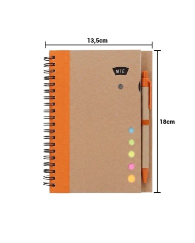 Cuaderno Ecologico Hega Naranja Con Boligrafo
