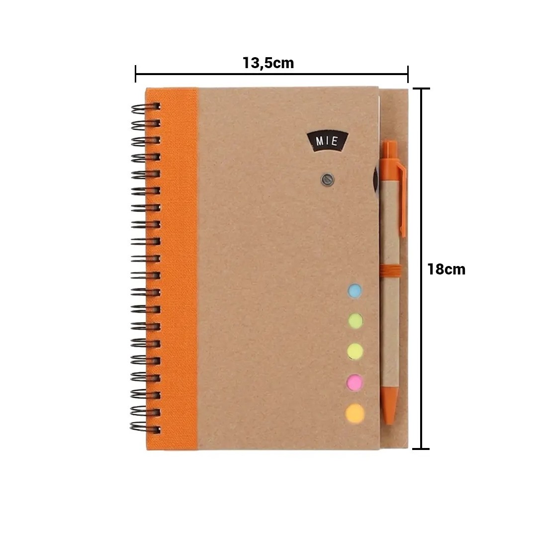 Cuaderno Ecologico Hega Naranja Con Boligrafo