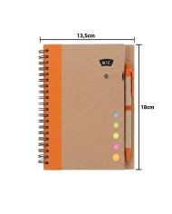 Cuaderno Ecologico Hega Naranja Con Boligrafo