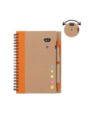 Cuaderno Ecologico Hega Naranja Con Boligrafo