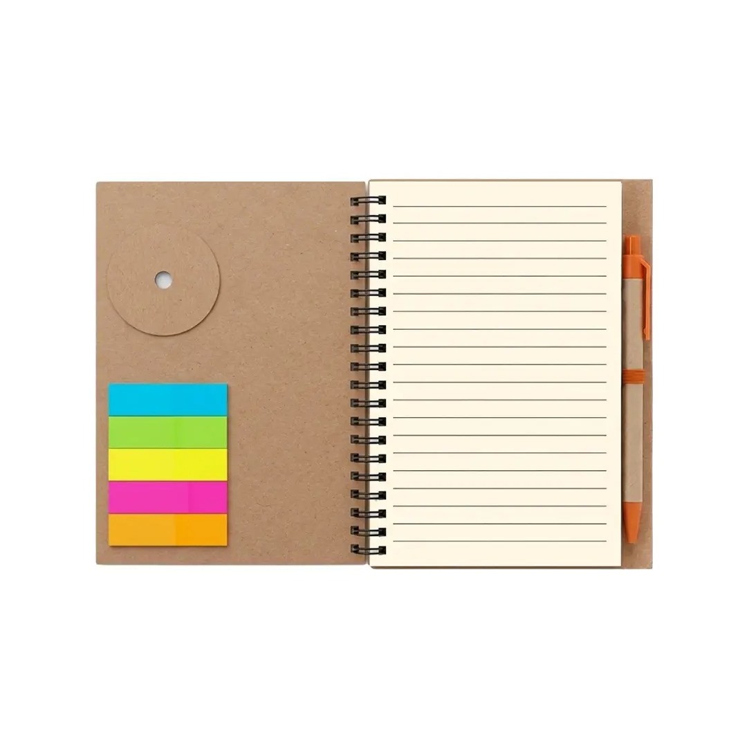 Cuaderno Ecologico Hega Naranja Con Boligrafo