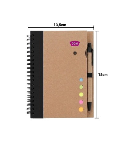 Cuaderno Ecologico Hega Negro Con Boligrafo
