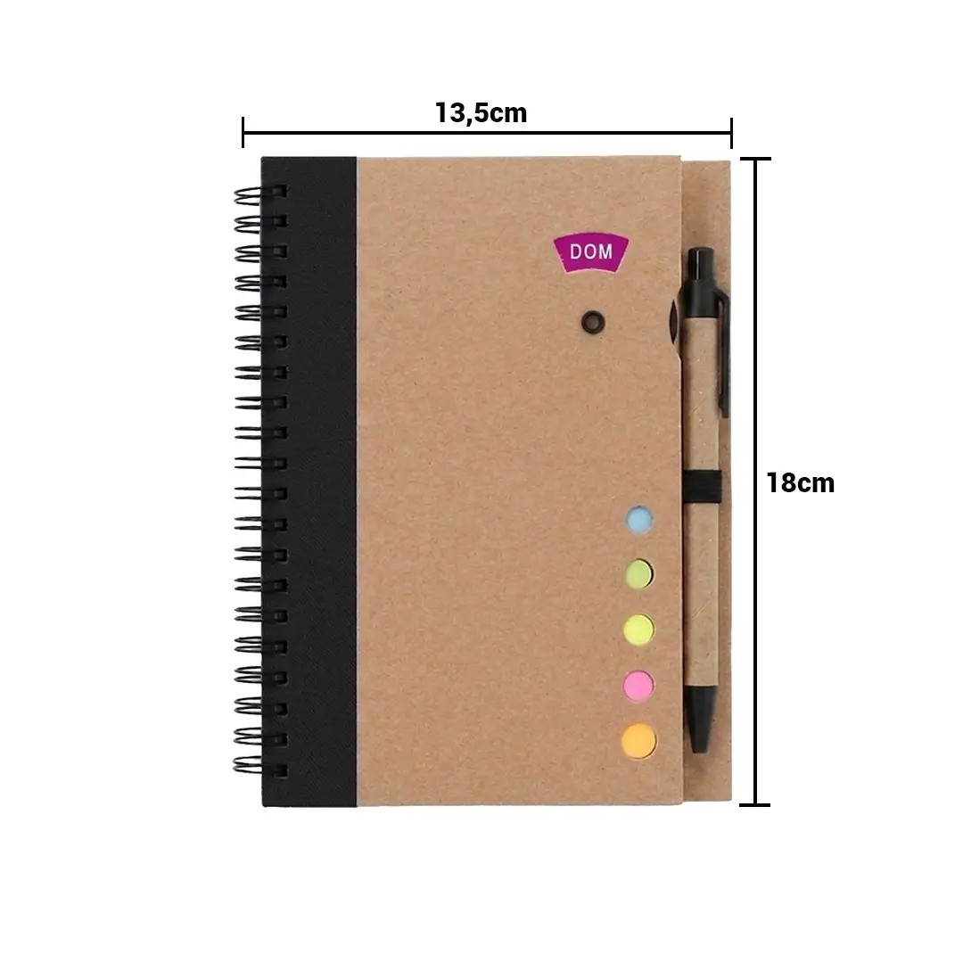 Cuaderno Ecologico Hega Negro Con Boligrafo