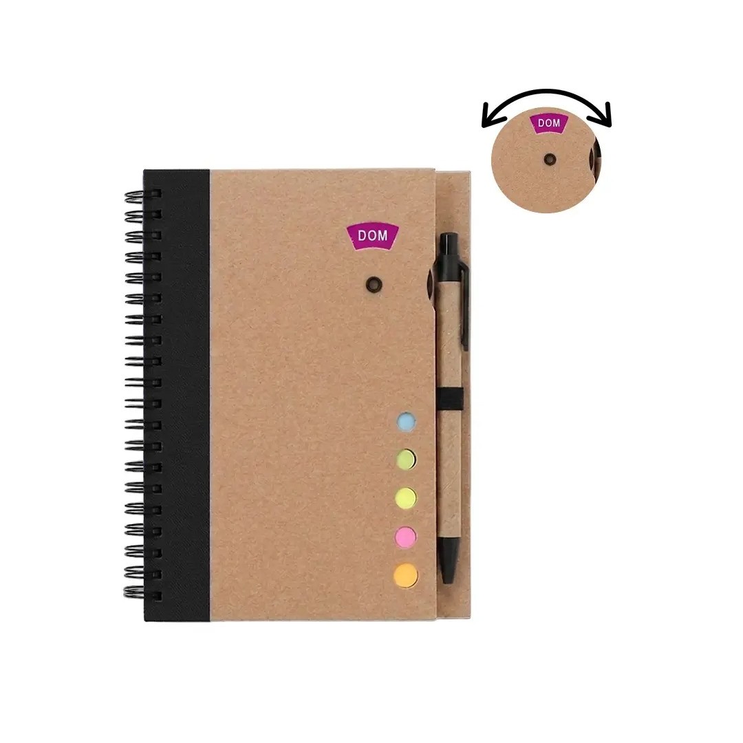 Cuaderno Ecologico Hega Negro Con Boligrafo