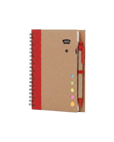 Cuaderno Ecologico Hega Rojo Con Boligrafo