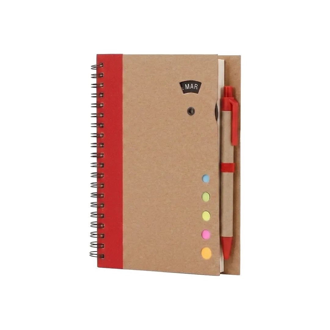 Cuaderno Ecologico Hega Rojo Con Boligrafo
