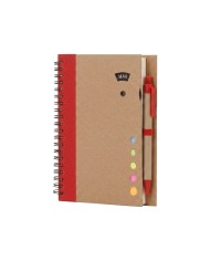 Cuaderno Ecologico Hega Rojo Con Boligrafo