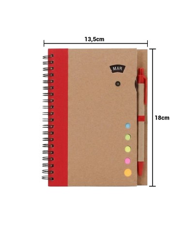 Cuaderno Ecologico Hega Rojo Con Boligrafo