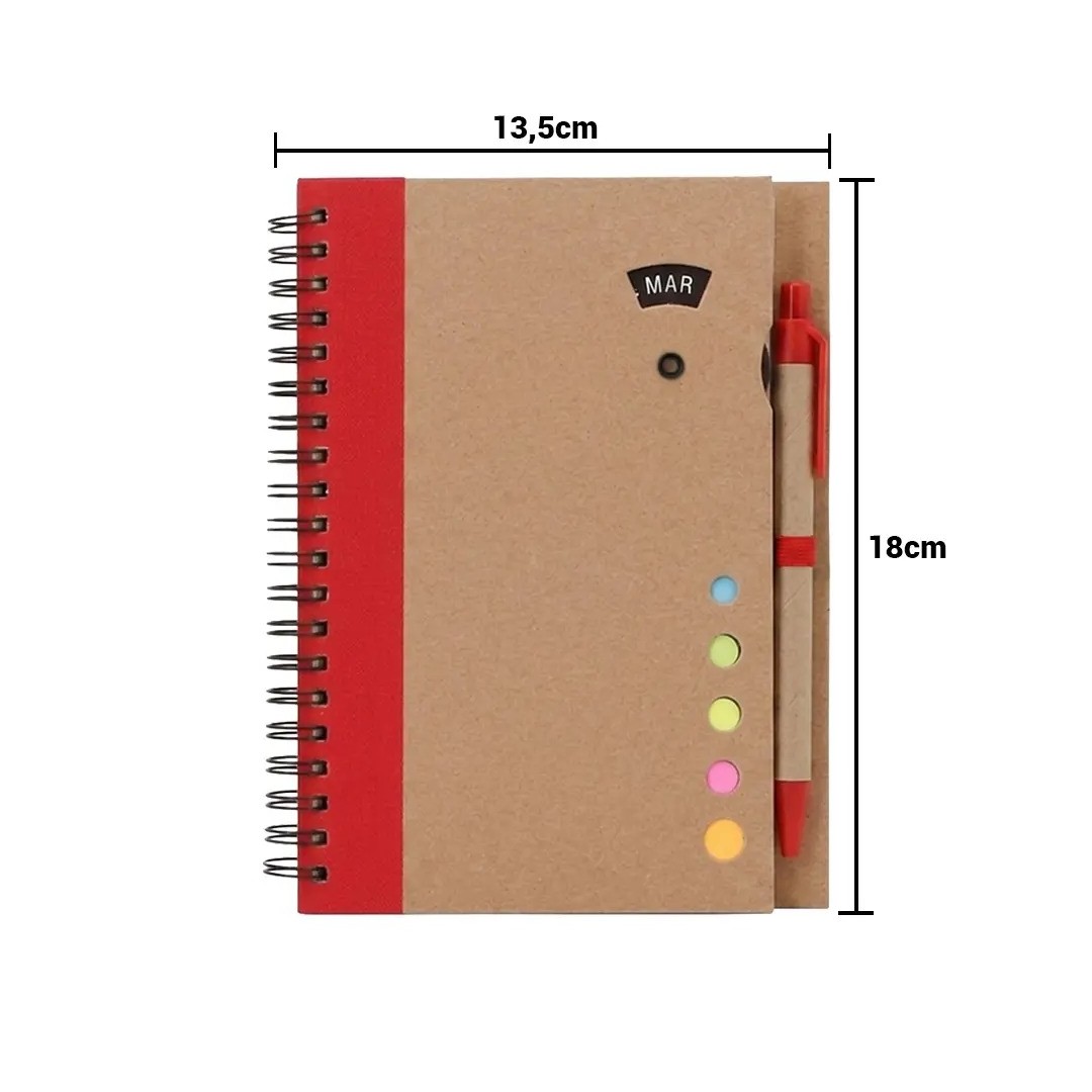 Cuaderno Ecologico Hega Rojo Con Boligrafo