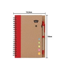 Cuaderno Ecologico Hega Rojo Con Boligrafo