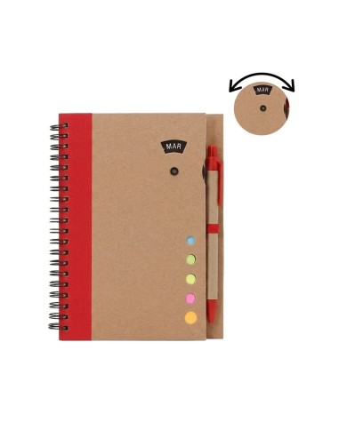 Cuaderno Ecologico Hega Rojo Con Boligrafo